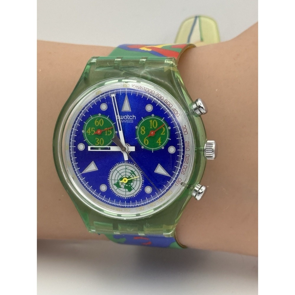 SWATCH WATCH UN UNITED NATIONS CHRONOGRAPH 50 ANNIVERSARY WRISTWATCH SWISS 1990